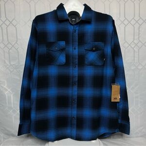 Vans Monterey III Blue & Black Plaid Flannel Shirt Size Large